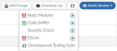 Image of the test status button dropdown list of tests