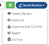 Image of the Review state drop-down menu for shelved files