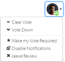 You are a Reviewer and You have Voted, User Avatar Drop-down Menu image